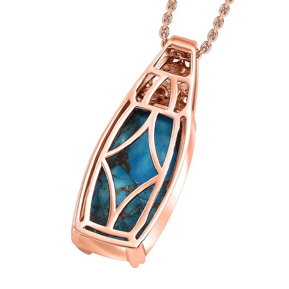 Chestnut Brine Turquoise Pendant in 18K RG with 20" Stainless Steel Neck - Picture 3 of 4